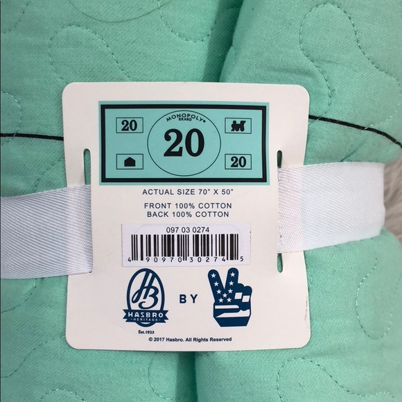 Monopoly Junk Food Blanket Teal 70 X 50 - Picture 4 of 4